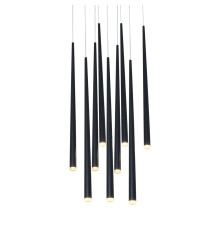 Каскадний світильник на 9 чорних підвісів