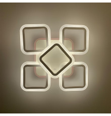 Стельова біла люстра LED на 4+1 ріжки-квадрати