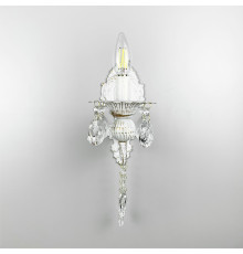 Біле із позолотою бра-свічка із кришталевими підвісами