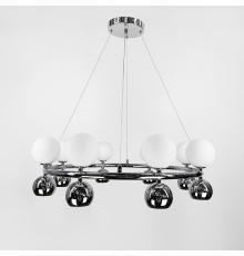 Підвісна срібна кільцева люстра з плафонами