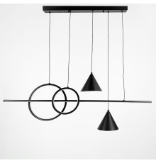 Видовжена чорна LED люстра з 2 конусними плафонами