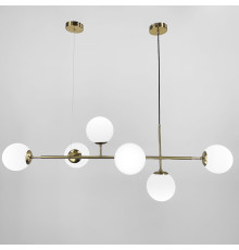 Люстра видовжена латунна на 6 плафонів (тип А)