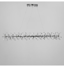 Видовжена срібна дизайнерська люстра ALMA з кристалами
