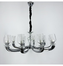 Люстра на 10 подвійних плафонів із елементами чорної екошкіри