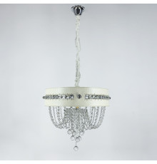 Підвісна кришталева люстра із білою екошкірою