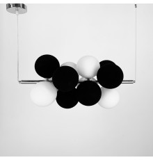 Люстра HOLLY на 12  біло-чорних плафонів у хромовому корпусі