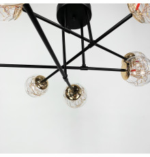 Чорна LED люстра на 8 прозорих плафонів із вбудованими світлодіодами