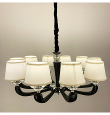 Люстра із елементами чорної екошкіри на 10 абажурів