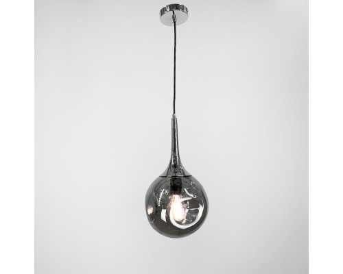 Cвітильник з м'ятим графітовим плафоном у хромовому корпусі