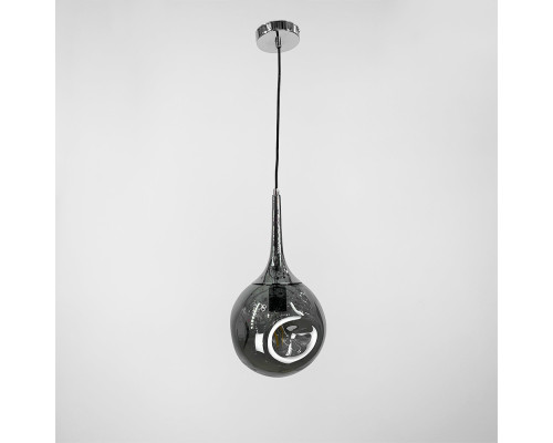 Cвітильник з м'ятим графітовим плафоном у хромовому корпусі