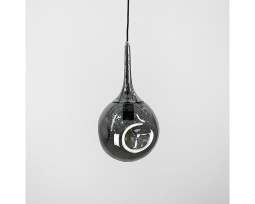 Cвітильник з м'ятим графітовим плафоном у хромовому корпусі