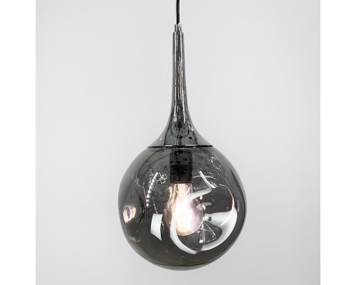 Cвітильник з м'ятим графітовим плафоном у хромовому корпусі