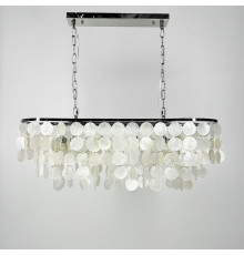 Видовжена срібна люстра ATHELIA із перламутровими пластинами