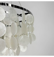 Кругла срібна люстра ATHELIA із перламутровими пластинами Ø 45 см