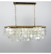 Видовжена золота люстра ATHELIA із перламутровими пластинами