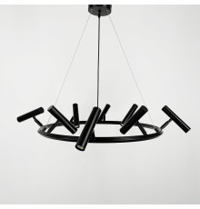 Кругла підвісна чорна люстра LEEDS на 8 спотів Ø 80 см