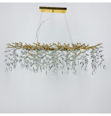 Видовжена золота люстра DIAMINA з кришталевим камінням у корпусі 100 см