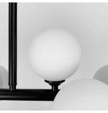 Чорна видовжена люстра на 16 білих плафонів