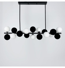 Видовжена чорна люстра HOLLY L з чорно-білими плафонами 100 см