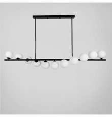 Видовжена чорна люстра BALLS WAVE з білими плафонами