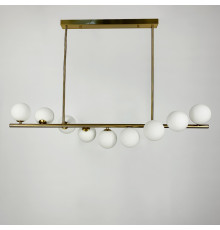 Видовжена латунна люстра BALLS WAVE з білими плафонами