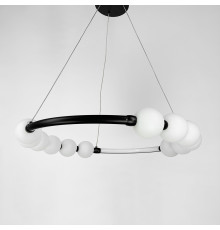 Чорна люстра Nordic Pearl з плафонами-перлинками на 3 режими