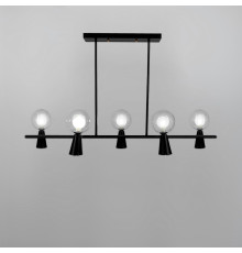 Чорна видовжена люстра ABELINA з 5-ма подвійними плафонами на 2 джерела світла