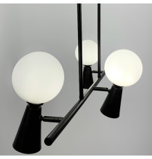 Чорна видовжена люстра ABELINA з 5-ма білими плафонами на 2 джерела світла