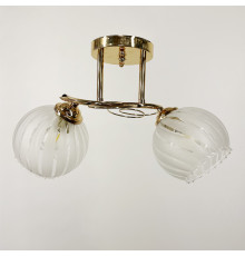 Люстра в золотому корпусі на 2 круглих плафони
