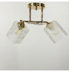 Люстра в золотому корпусі на 2 квадратних плафони