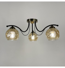 Люстра в чорному корпусі із 3-ма янтарними плафонами