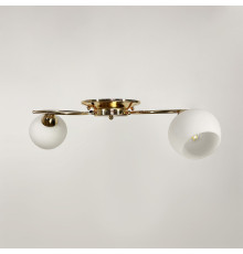 Золота люстра на 2 білих плафони