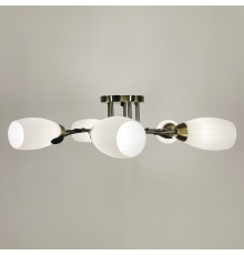 Люстра на 5 білих плафонів у квіткових мотивах г