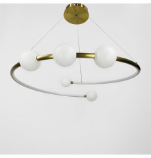 Дизайнерська латунна LED люстра з акриловими кульками Ø 80 см