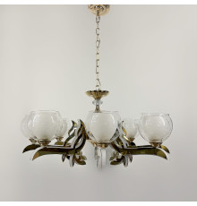 Люстра із світлодіодним золотим корпусом та 5 подвійних плафонів