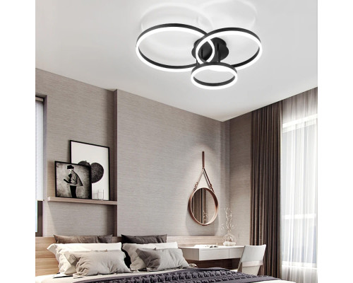 LED люстра в чорному кольорі на 3 кільця