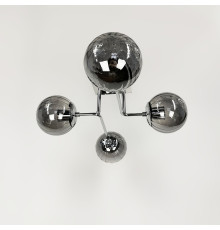 Сучасна стельова люстра в хромі на 4 графітових плафони