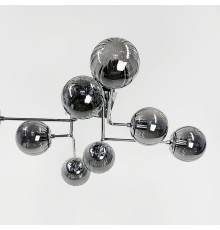 Сучасна стельова люстра в хромі на 8 графітових плафонів