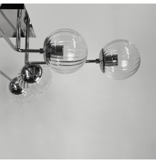 Сучасна стельова люстра в хромі на 8 прозорих плафонів