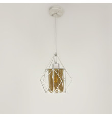 Підвіс у білому корпусі із янтарним плафоном