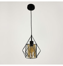 Підвіс у чорному корпусі із янтарним плафоном