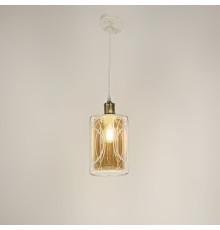 Стильний білий підвіс з серії Лофт із янтарним плафоном