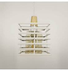 Світильник в стилі Лофт з білим корпусом решіткою та янтарним плафоном