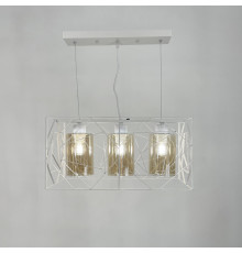 Світильник Лофт у білому корпусі на 3 янтарних плафони