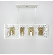 Світильник Лофт у білому корпусі на 4 янтарних плафони