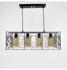 Світильник Лофт у чорному корпусі на 4 янтарних плафони