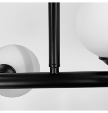 Чорна видовжена люстра на 14 білих плафонів