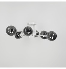 Люстра стельова в білому корпусі на 8 графітових плафонів