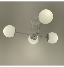 Люстра стельова в білому корпусі на 4 білих плафони