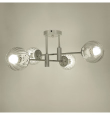 Люстра стельова в білому корпусі на 4 прозорих плафони